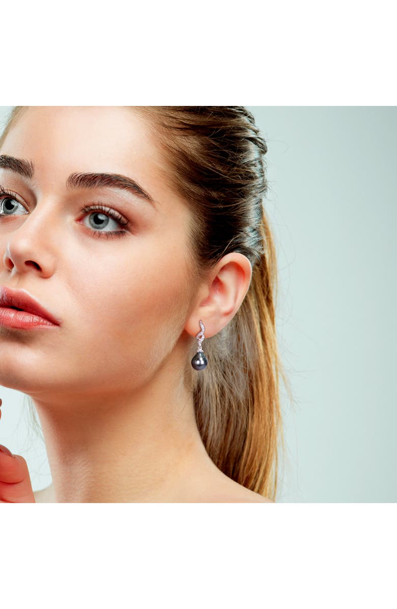 Julianna B. Tahitian Pearl & Diamond Twist Drop Earrings, Alternate, color, Cultured Tahitian Pearl