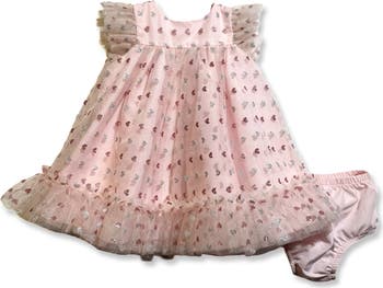 Barbara Heart Metallic Party Dress & Bloomers