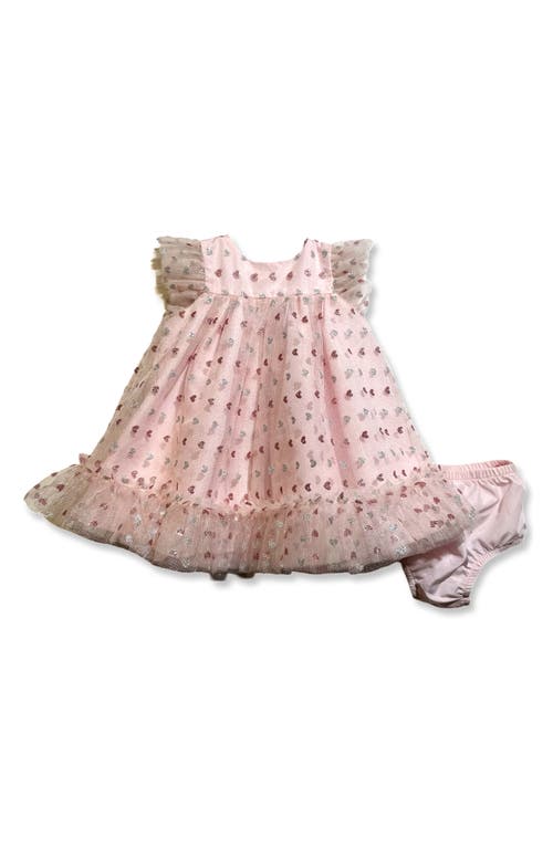 Pippa & Julie Barbara Heart Metallic Party Dress & Bloomers