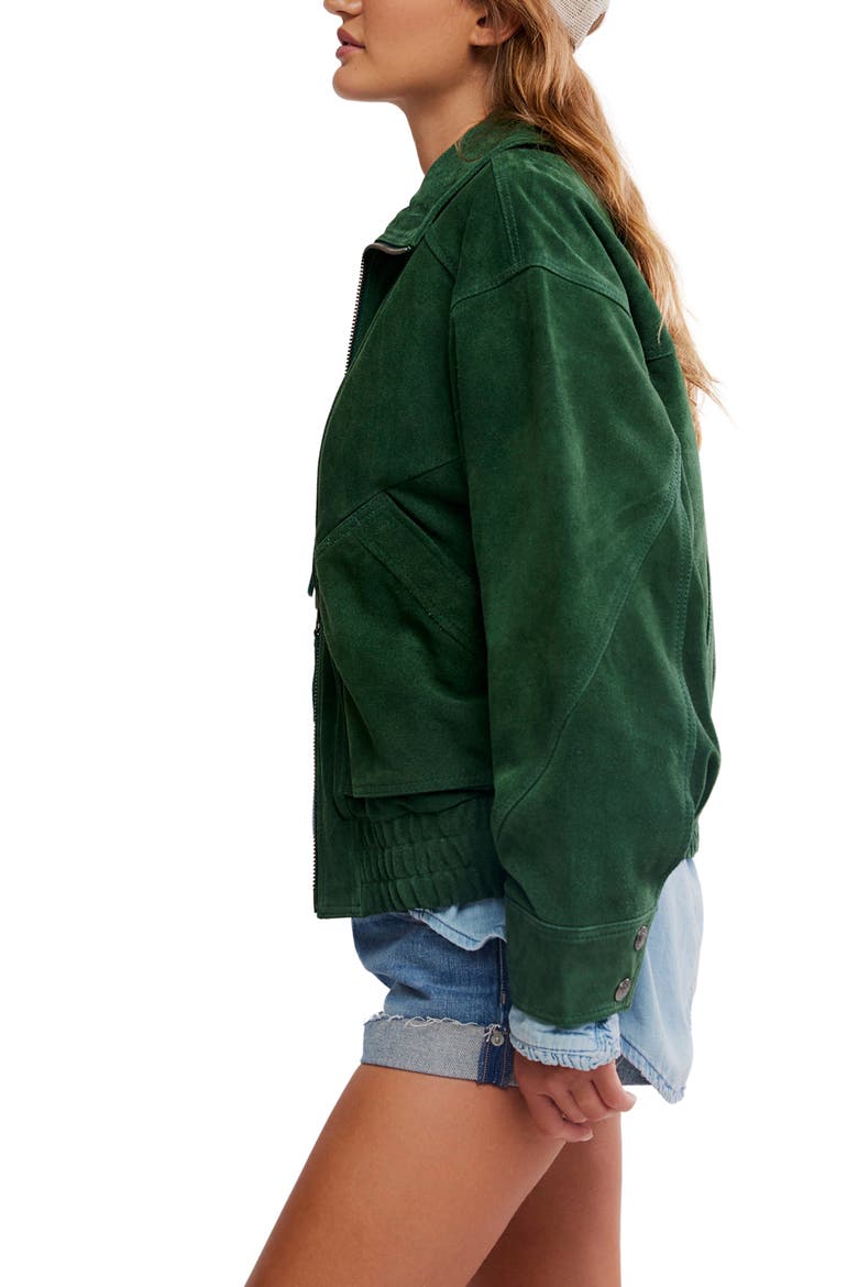 Desert Moon Suede Bomber Jacket, Alternate, color, GREEN GROVE