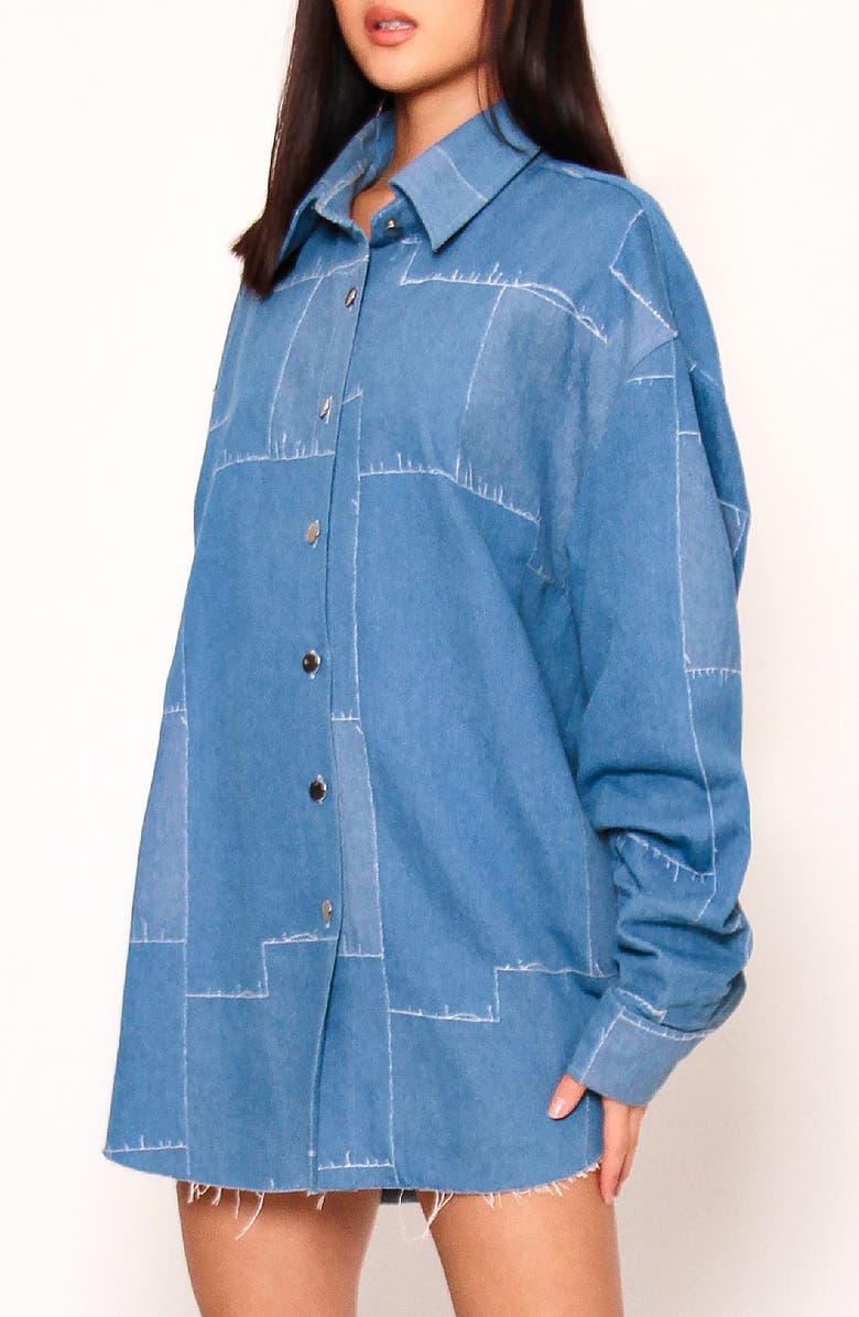 Absence of Colour Oversize Patchwork Denim Shirt, Alternate, color,