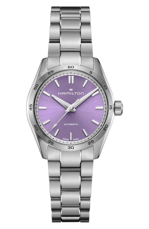 Hamilton Jazzmaster Performer Automatic Bracelet Watch, 34mm in Silver/Purple at Nordstrom
