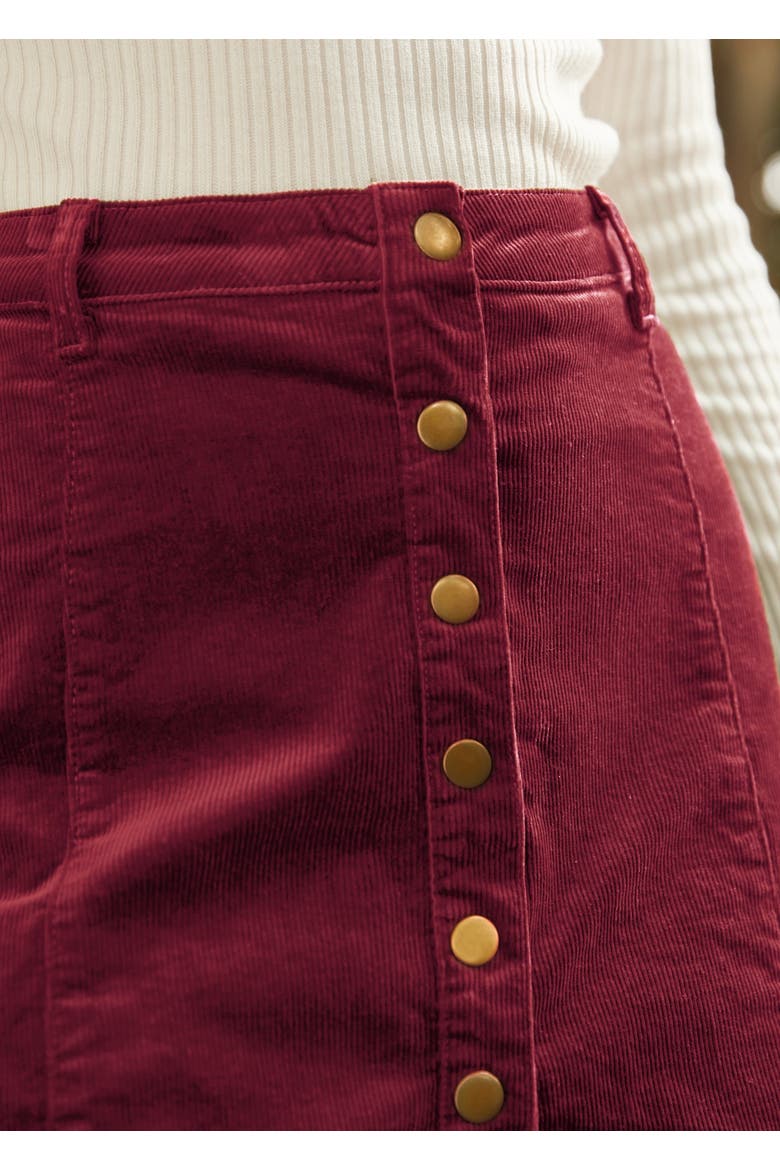 Vogue on Vinyl Button Front Corduroy Skirt, Alternate, color, Winter Berry