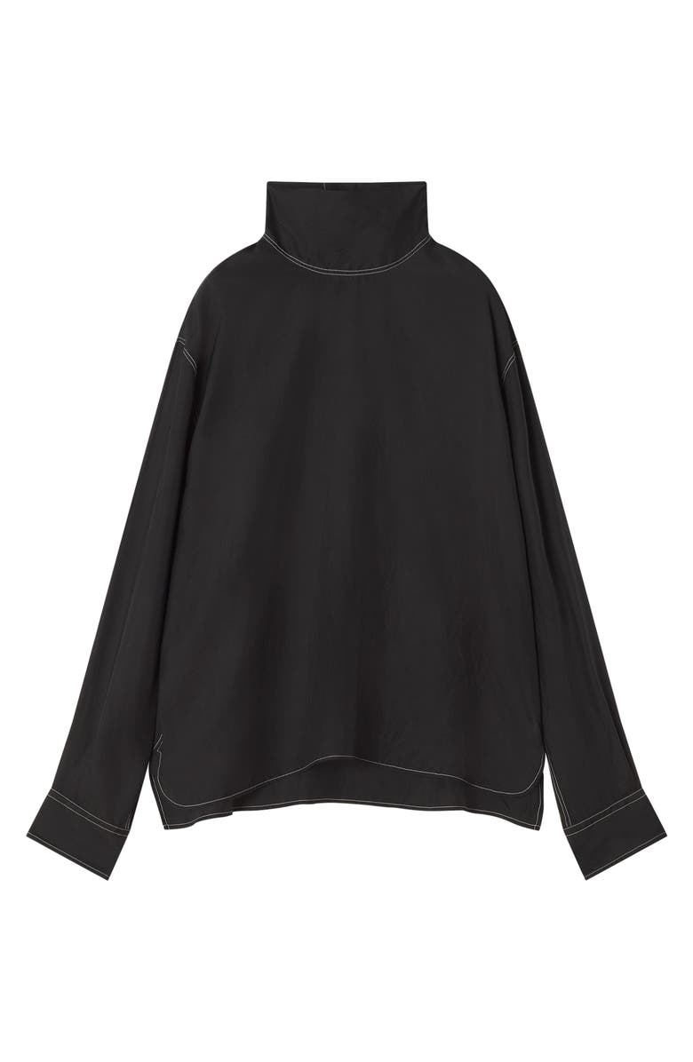 Lanvin Silk High Neck Top, Main, color, Black