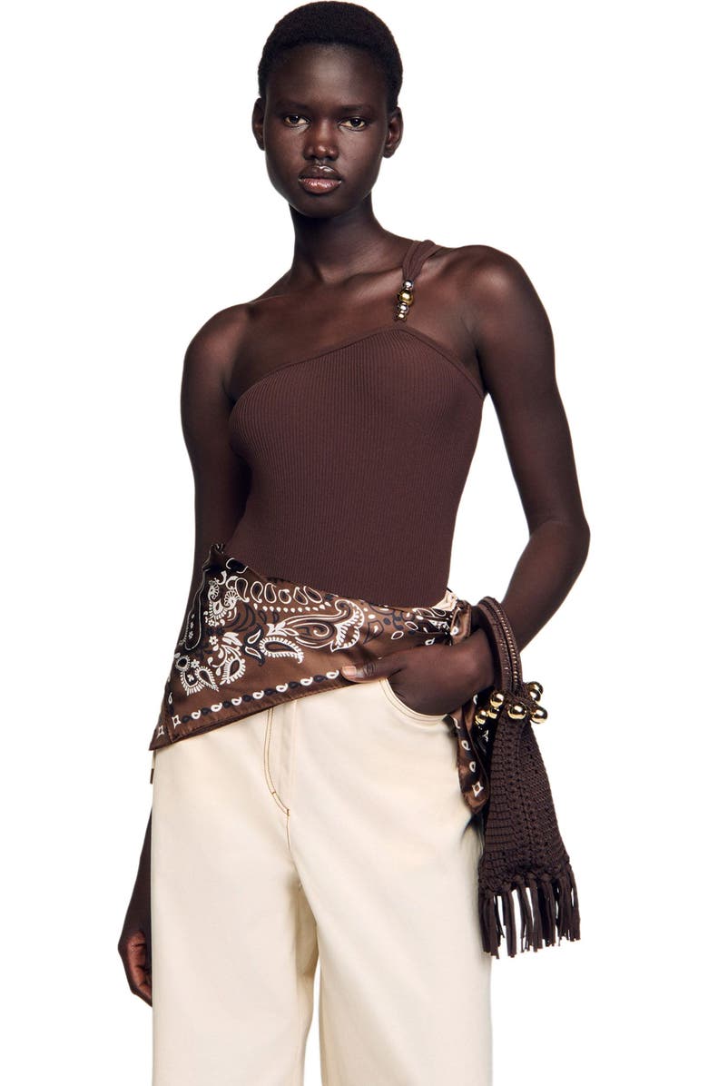 SANDRO Small beaded fringed crochet bag, Alternate, color,