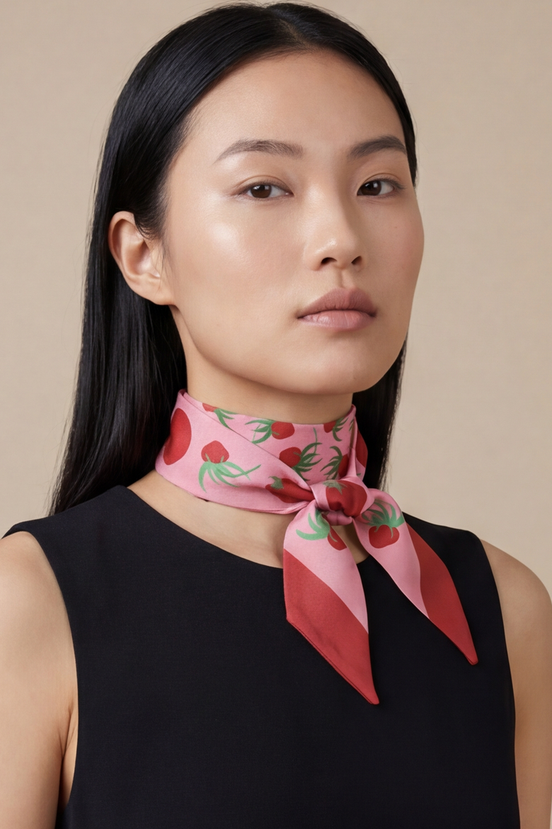 Tomatoes Twilly Ribbon Scarf, Alternate, color, Red