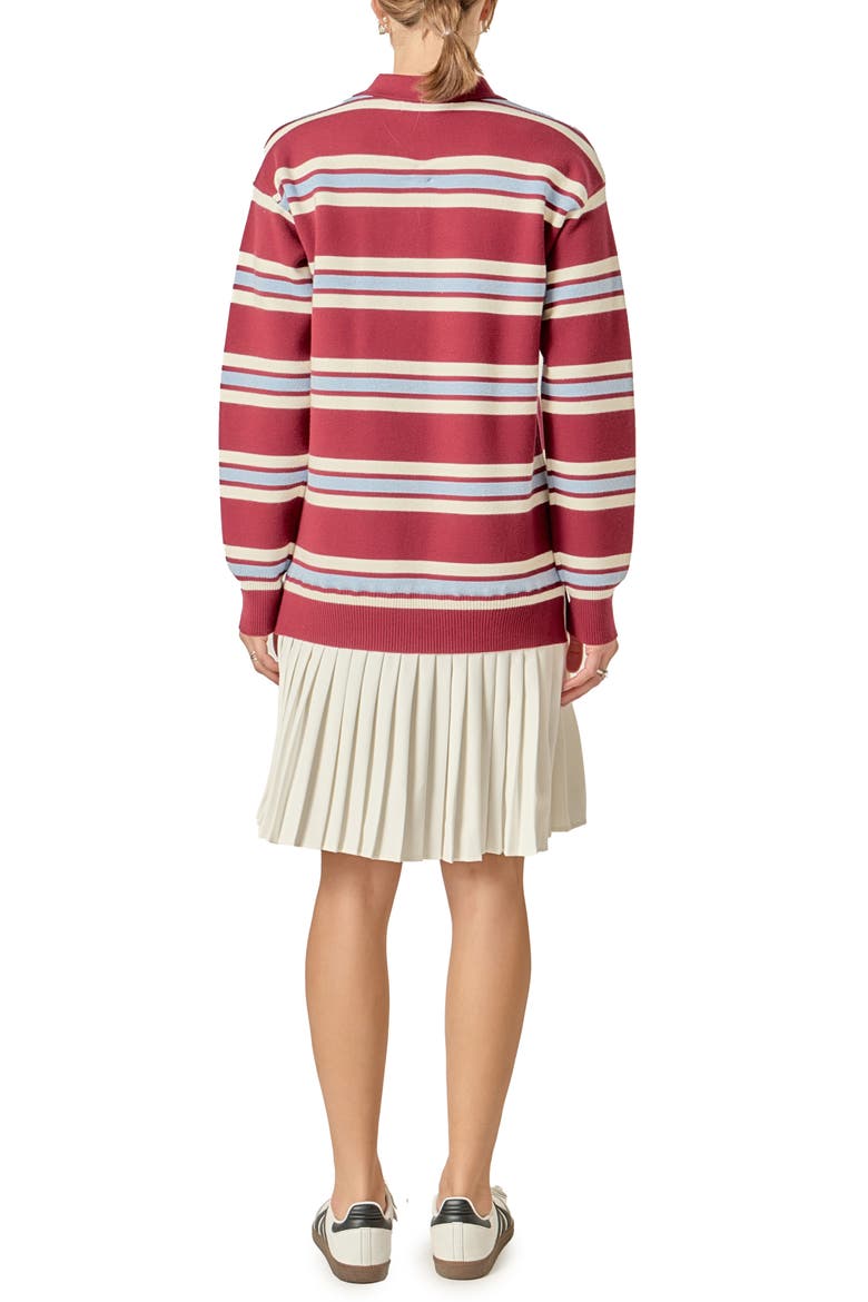 Stripe Long Sleeve Mixed Media Dress, Alternate, color, MULTI