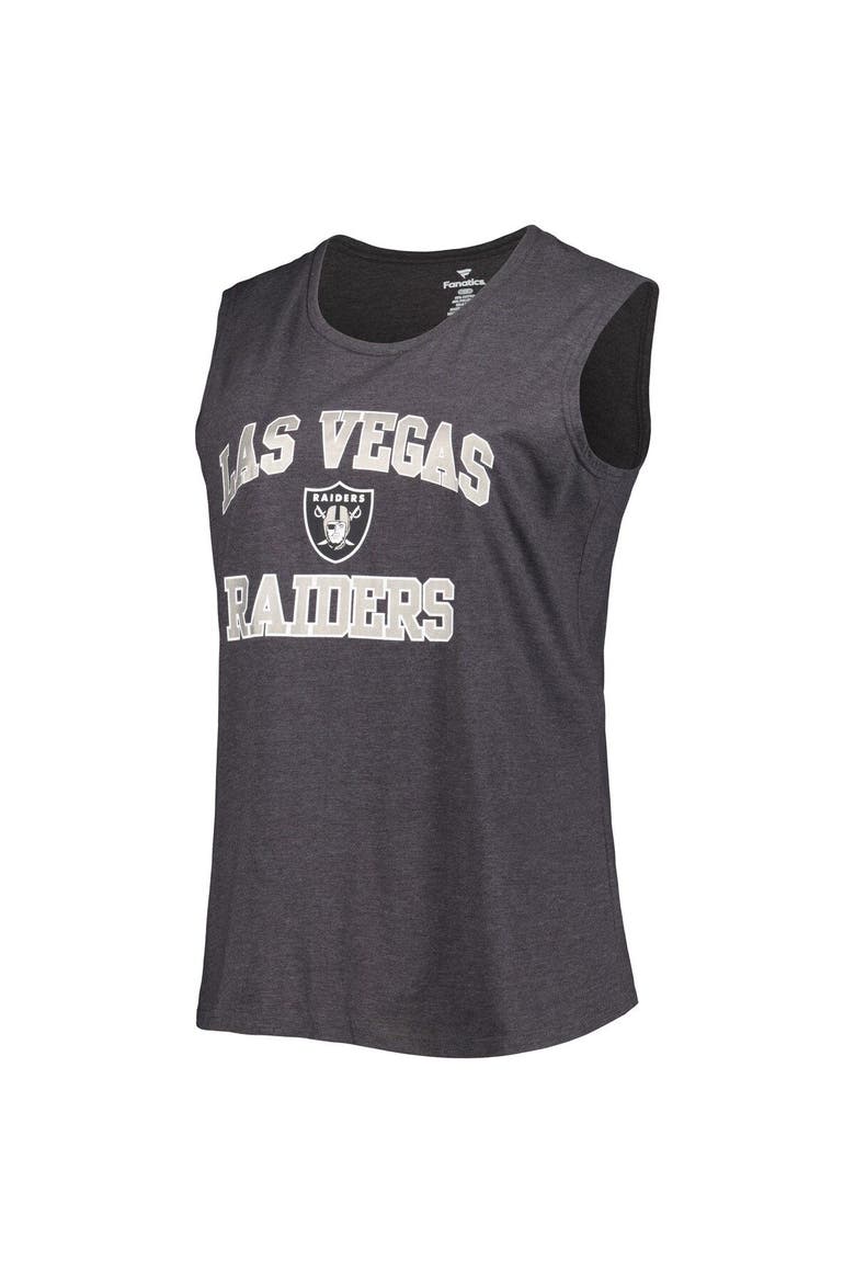 Women's Fanatics Branded Heather Charcoal Las Vegas Raiders Plus Size Tank Top, Alternate, color, Heather Charcoal