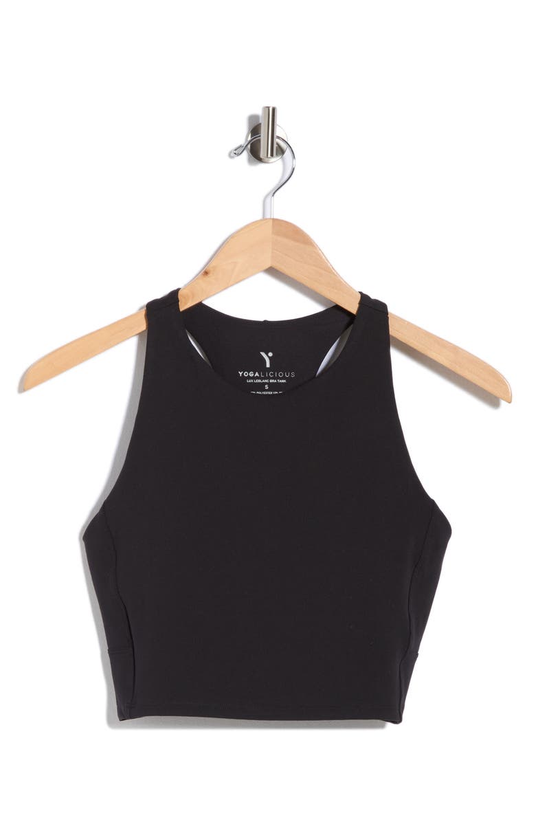 YOGALICIOUS Lux LeBlanc High Neck Crop Tank, Main, color, Black