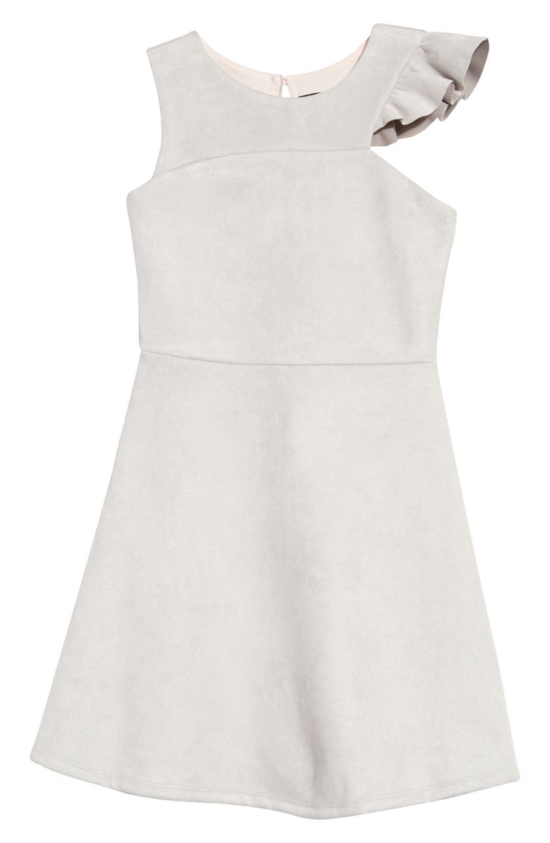 Ava & Yelly Kids' One-Shoulder Ruffle Scuba Dress, Main, color, 