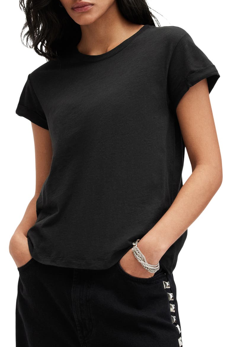 Anna Cotton T-Shirt, Main, color, BLACK