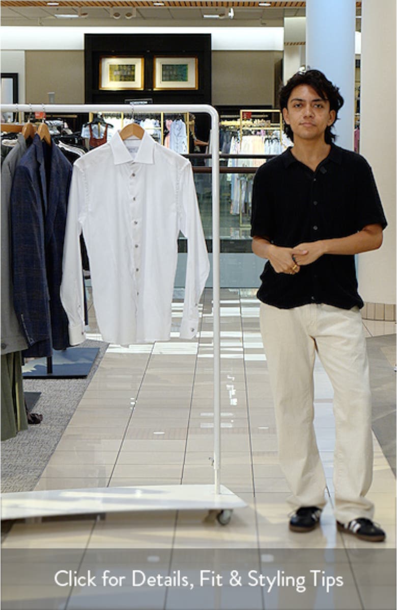 Slim Fit Solid White Cotton Twill Dress Shirt