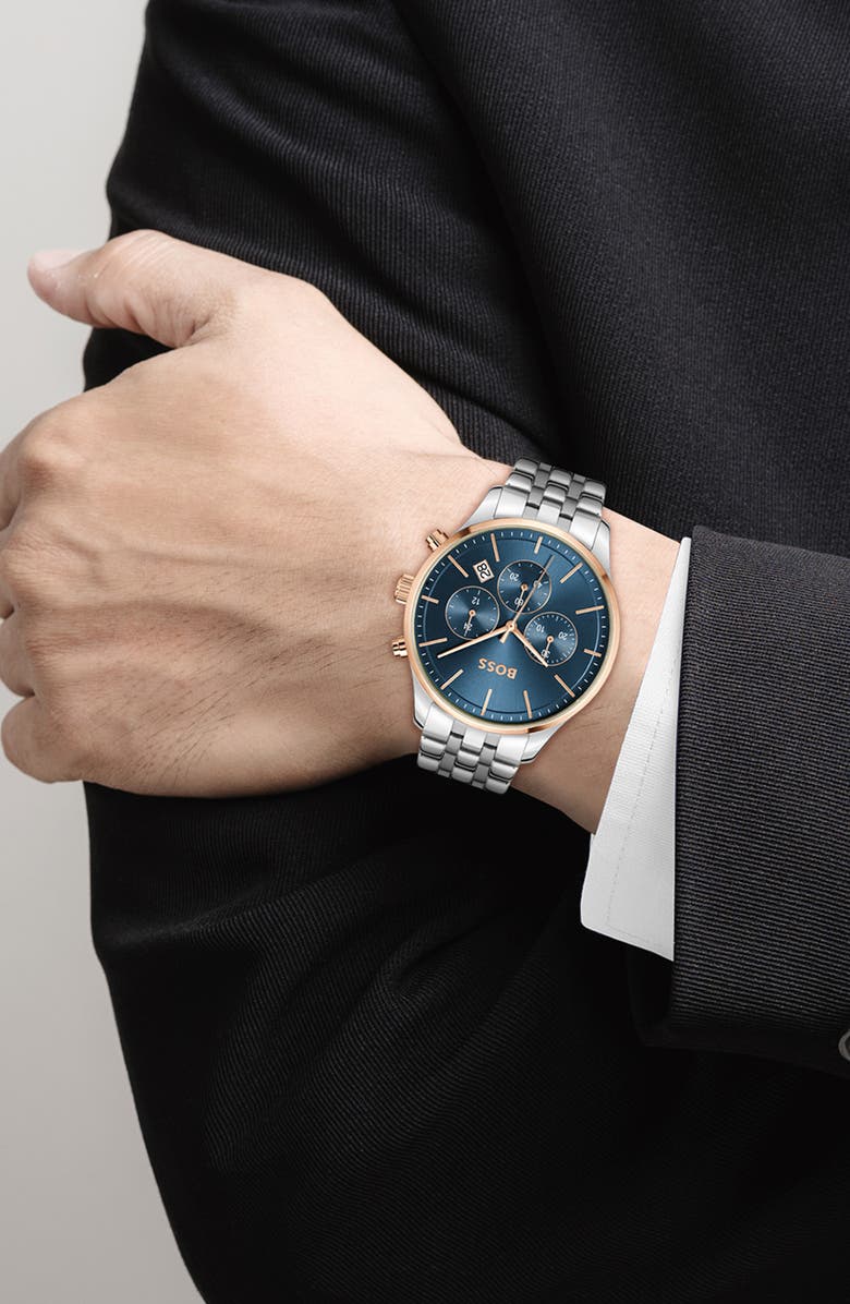 BOSS Avery Chronograph Bracelet Watch, 42mm, Alternate, color, Blue