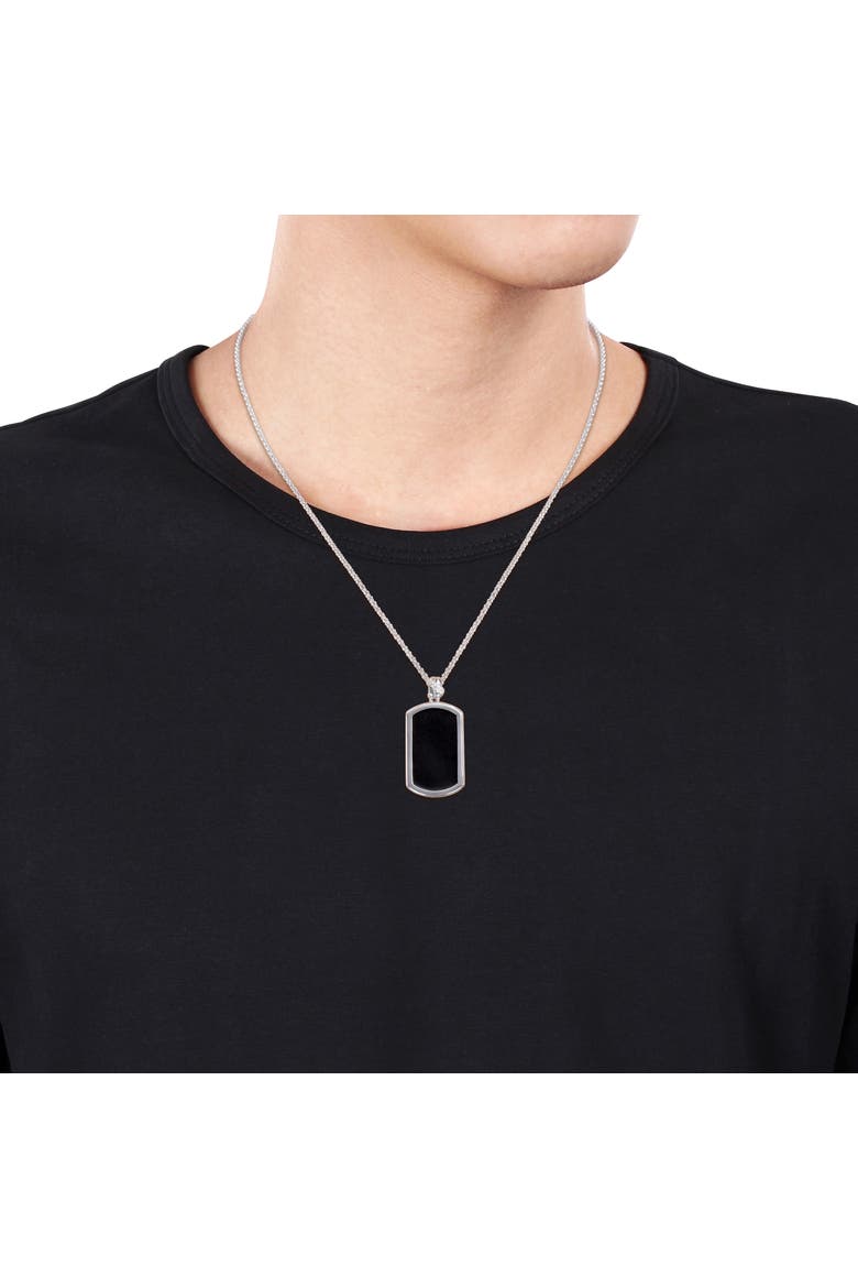 Black Diamond Accent Hexagon Enamel Necklace, Alternate, color, Diamond