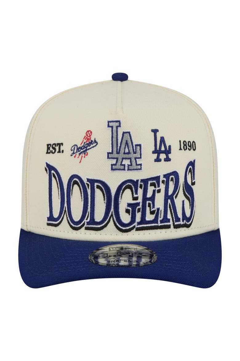 Men's New Era Cream Los Angeles Dodgers Throwback Tri-Hit A-Frame 9FIFTY Adjustable Hat, Alternate, color, Cream