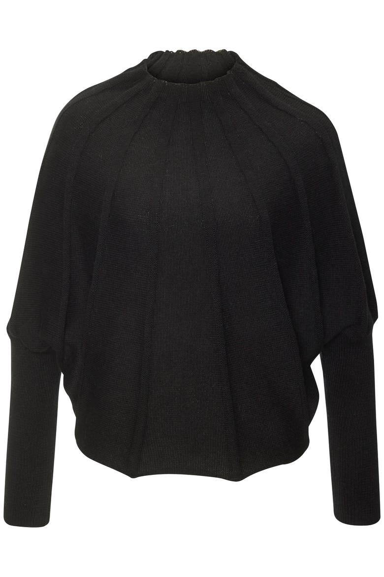 Mock Neck Ribbed Sweater, Alternate, color, Black