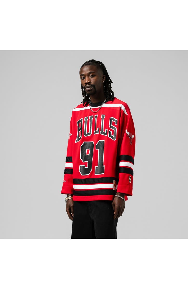 Mitchell & Ness Unisex Mitchell & Ness Dennis Rodman Red Chicago Bulls Maxxed Out Fashion Hockey Jersey, Main, color, Red