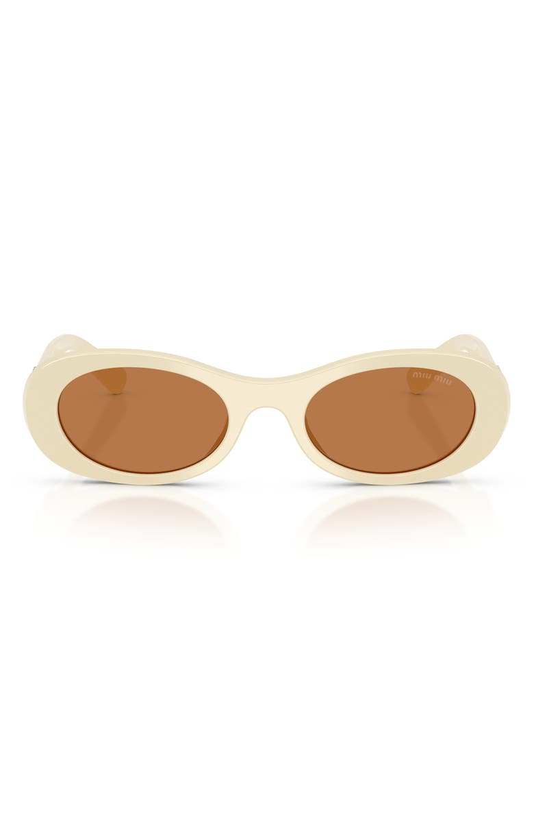 Miu Miu 50mm Oval Sunglasses, Alternate, color, Milk / Brown