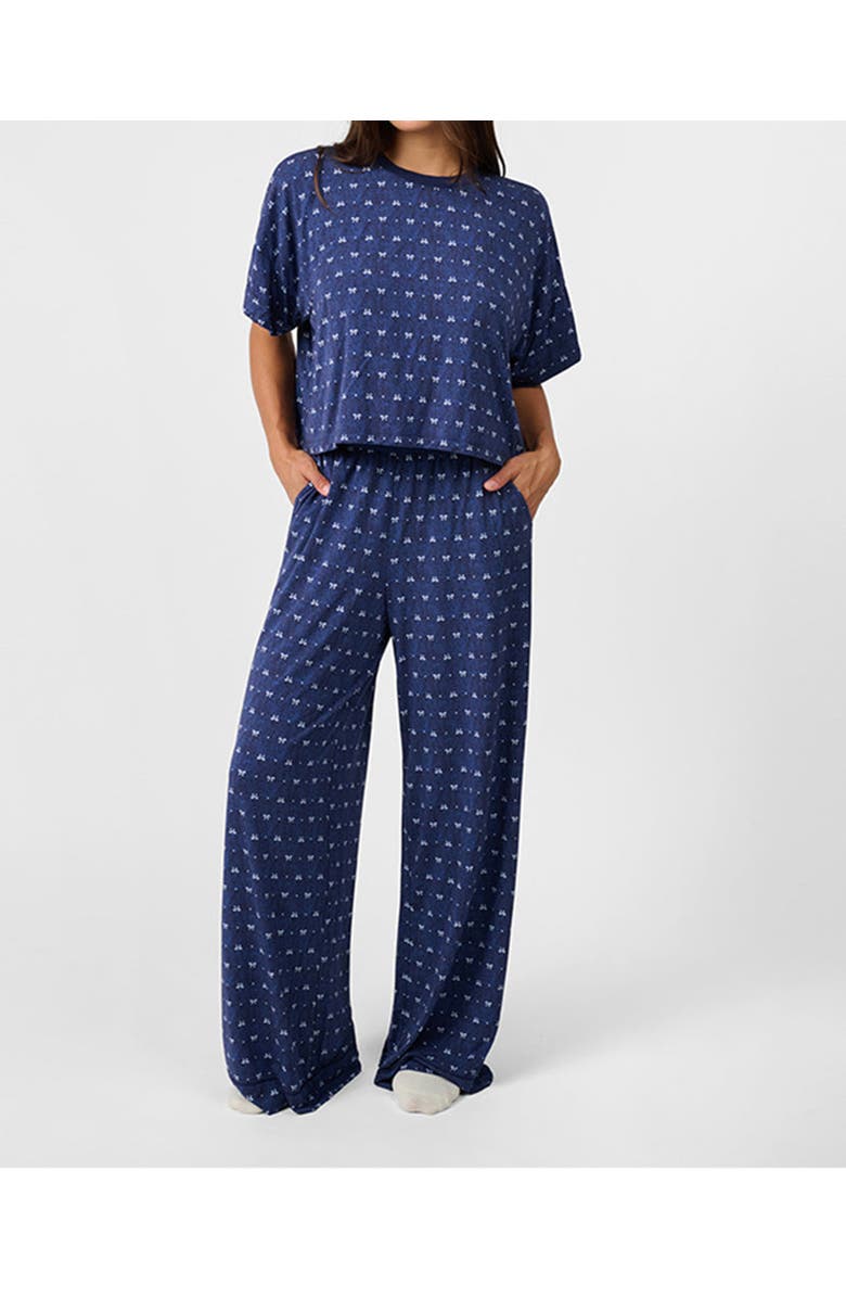WeWoreWhat Cropped Sleep Tee, Alternate, color, Medium Wash