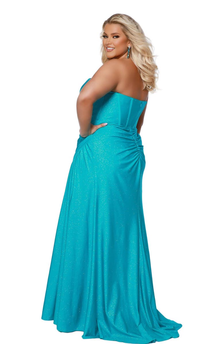 Sydney's Closet Strapless Corset Bodice Sweetheart Neckline Plus Size Gown, Alternate, color, 