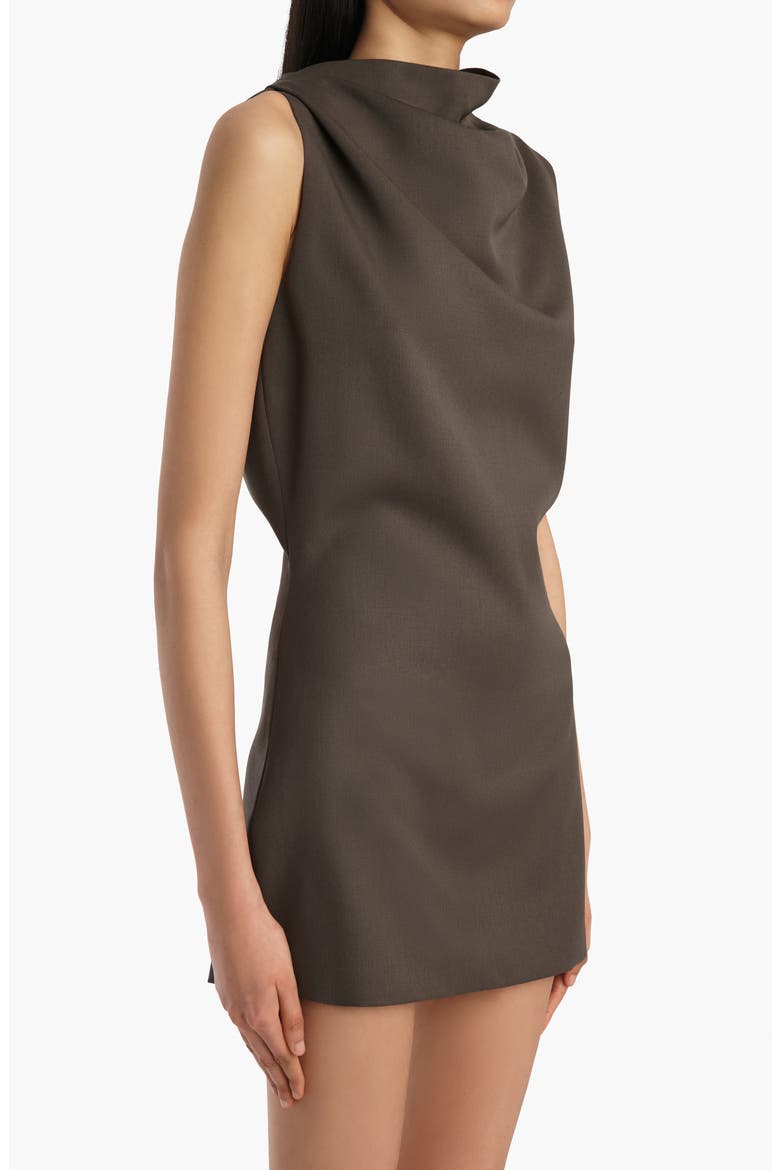 Astor Sleeveless Draped Virgin Wool Minidress, Alternate, color, CLOVE