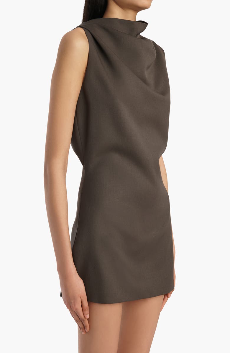 Khaite Astor Sleeveless Draped Virgin Wool Minidress, Alternate, color, Clove