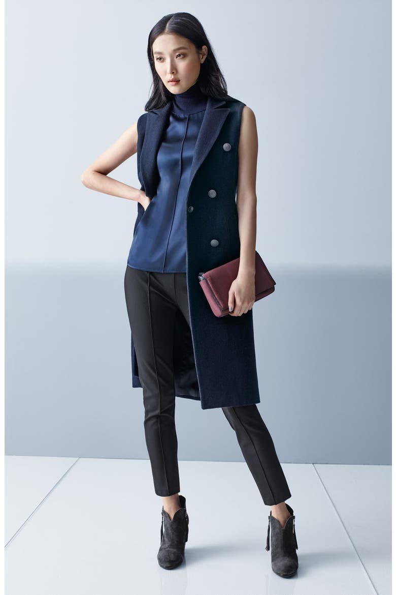 'Singer' Silk Sleeveless Turtleneck Top, Alternate, color, SALUTE