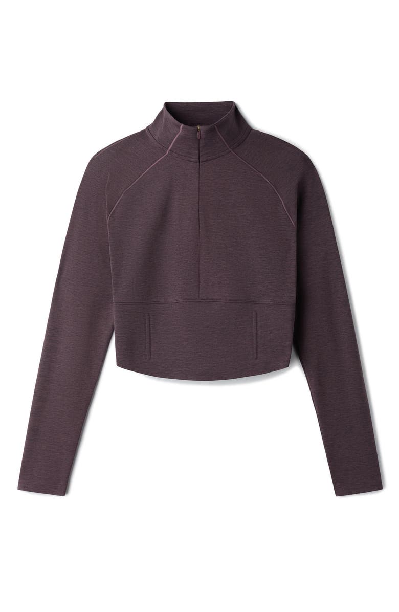 Rhone Heather Revive Crop Quarter Zip Top, Alternate, color, Deep Mauve Heather