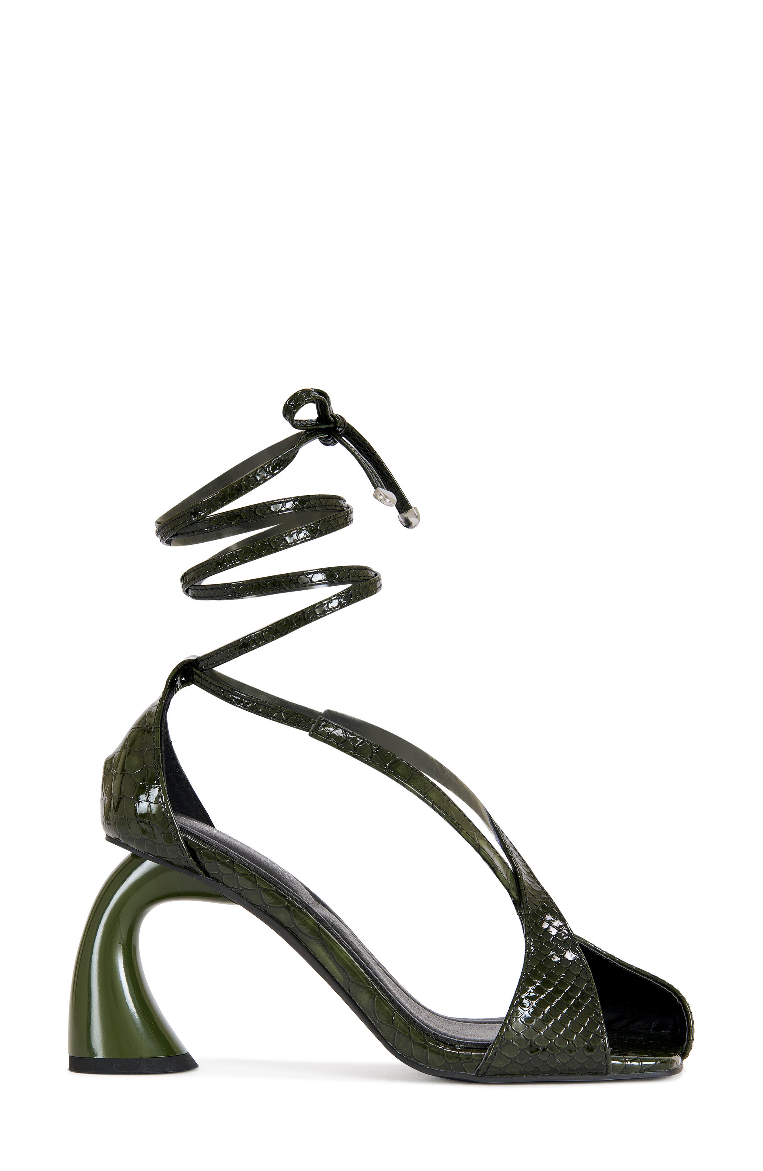 AZALEA WANG Keleder Snakeskin Embossed Ankle Wrap Sandal, Alternate, color, 