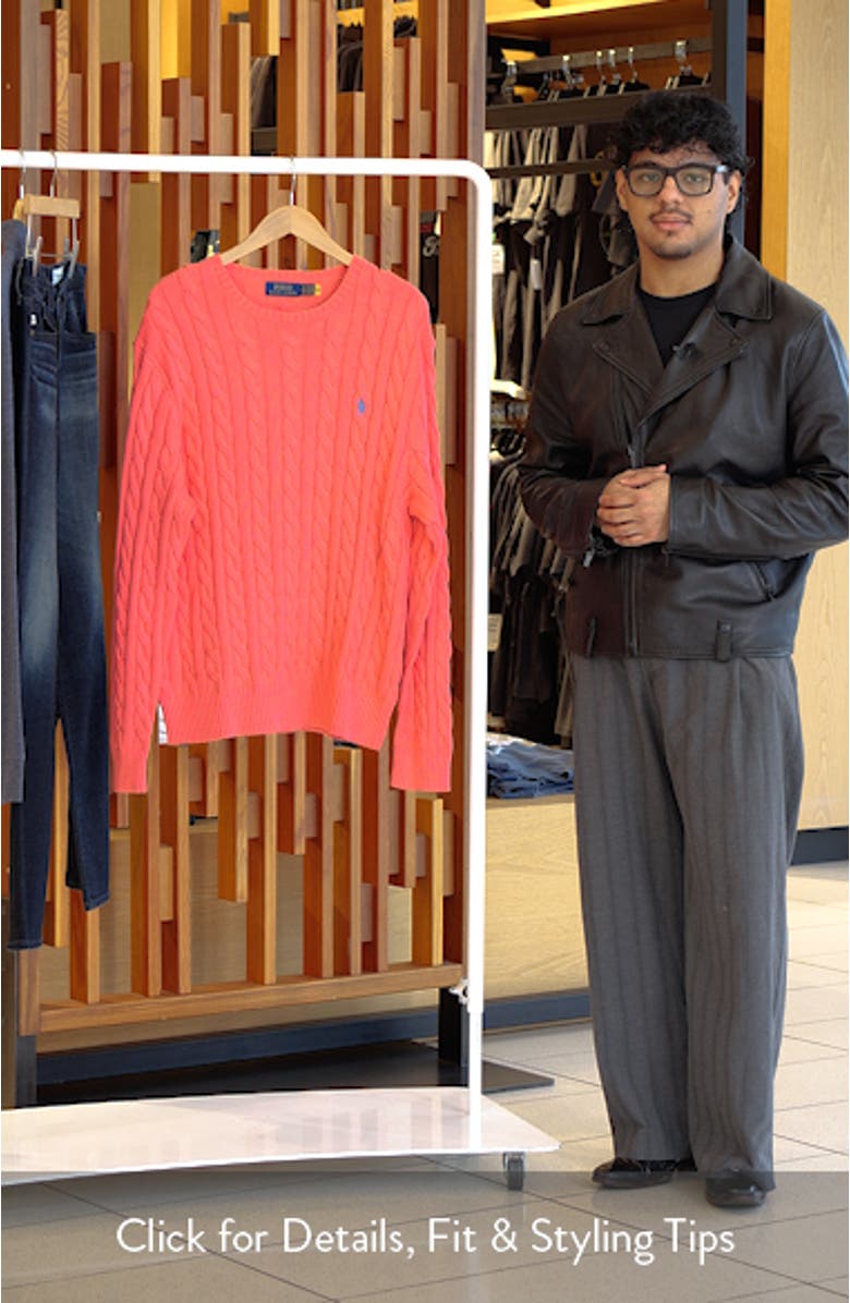 Cable Stitch Cotton Crewneck Sweater, sales video thumbnail