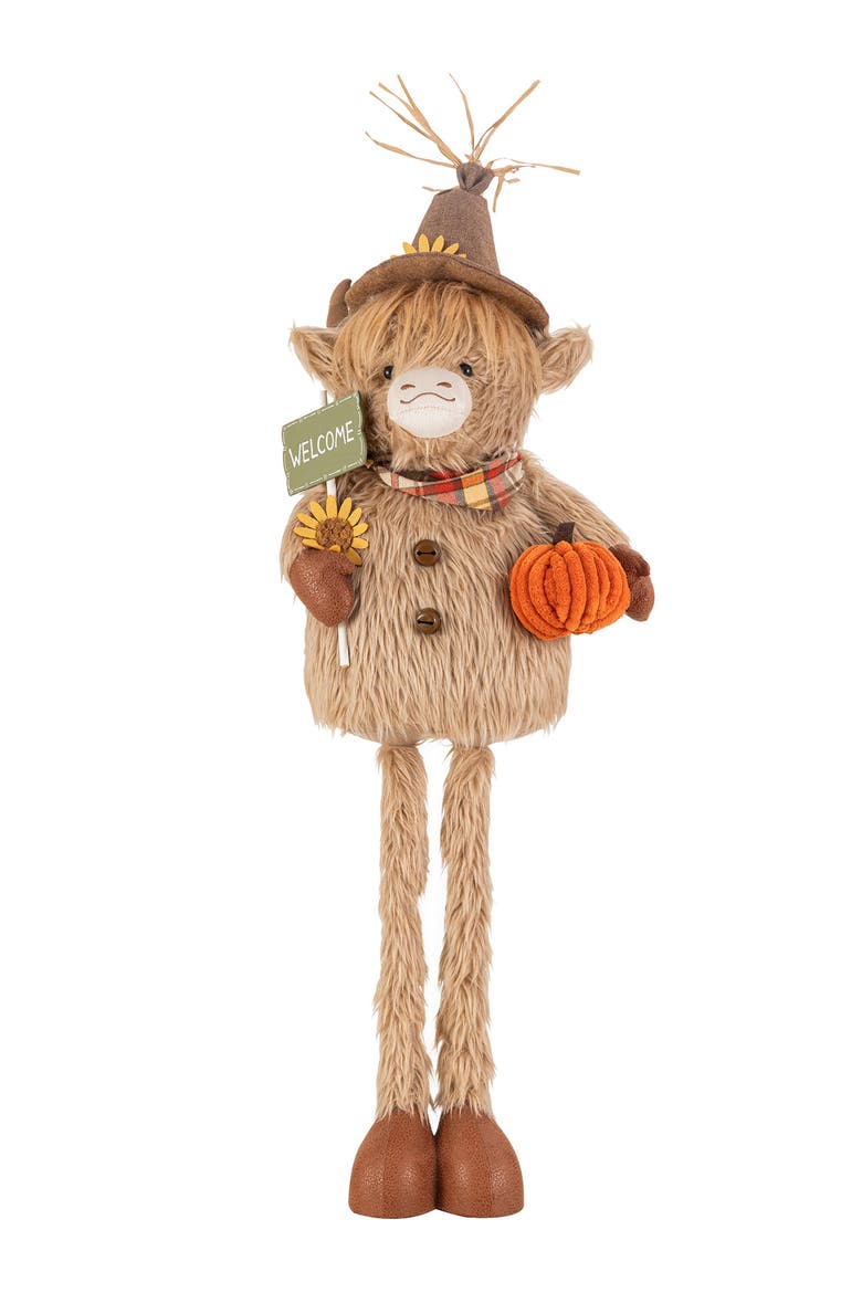Fall Fabric Highland Cow Pumpkin Dog Porch Decor With Telescoping Legs, Main, color, Orange