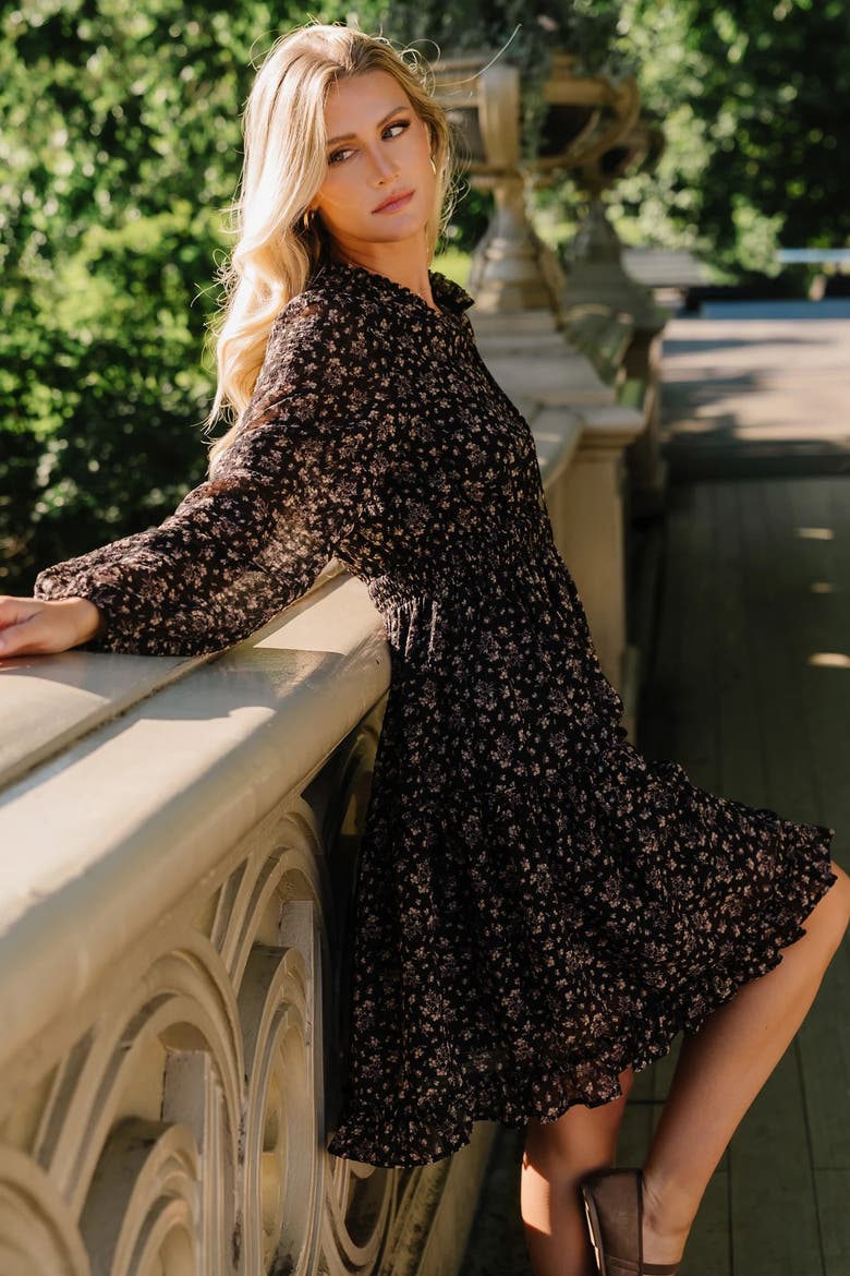 Fairfield Short Dress, Alternate, color, Black Floral