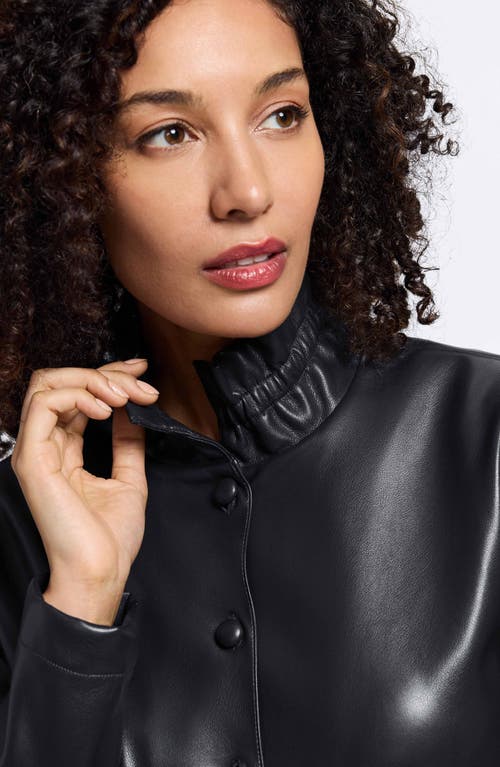 Foxcroft Carolina Faux Leather Button-up Shirt Jacket In Black