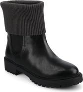 Journee Collection Isabeau Knit Collar Chelsea Boot - Wide Width Available
