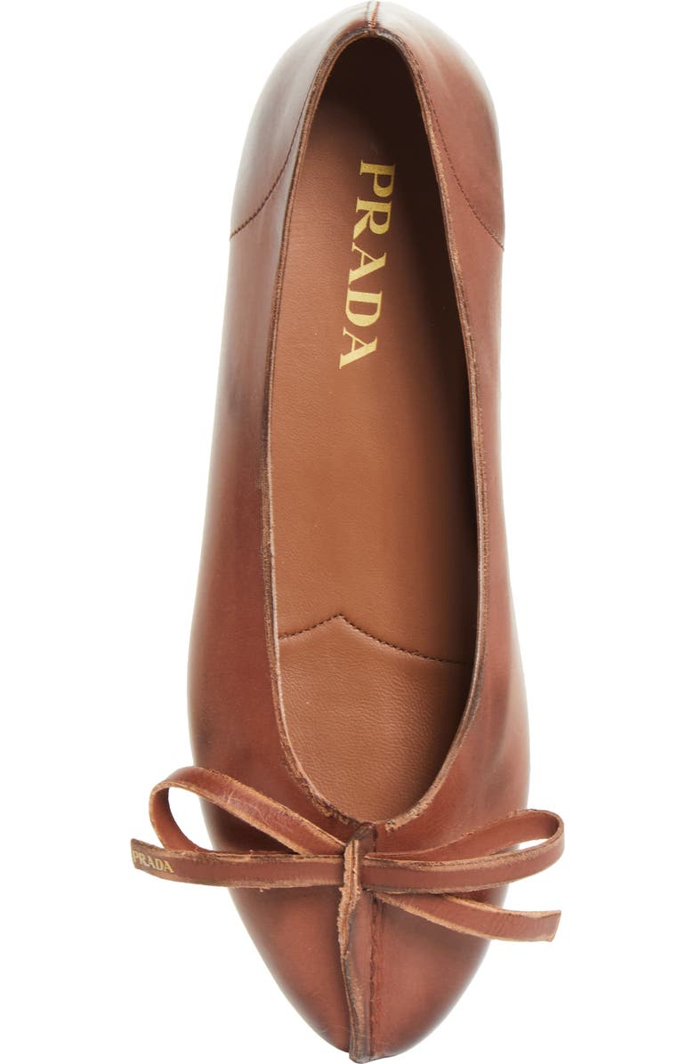 Prada Exposed Seam Ballerina Flat, Alternate, color, Cacao