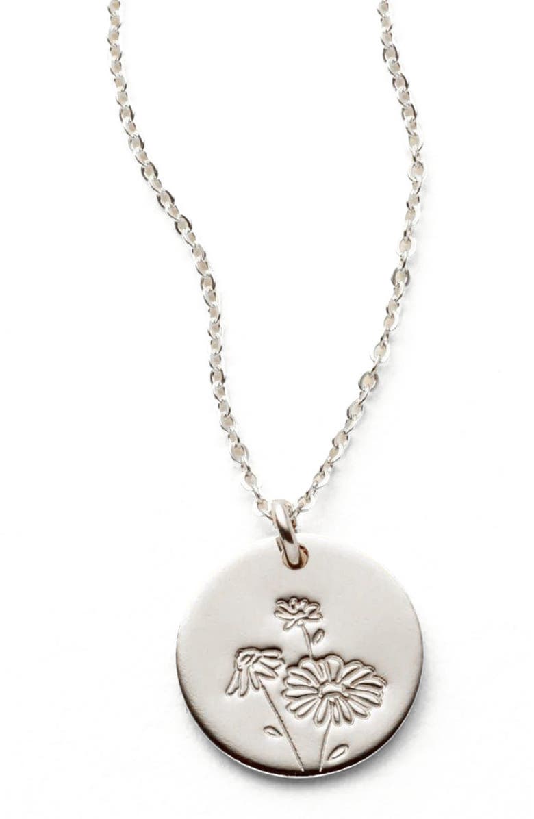 MADE BY MARY April Birth Flower Necklace, Main, color, Silver