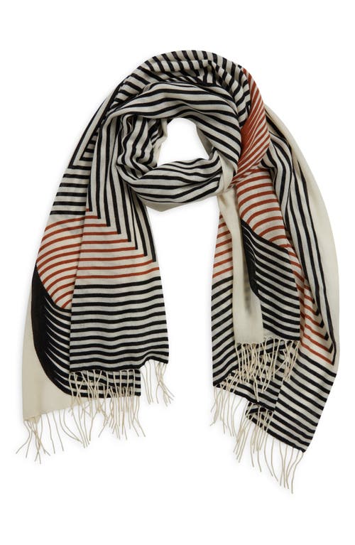 Nordstrom Printed Wool & Cashmere Tissue Wrap In Ivory Curved Stripes