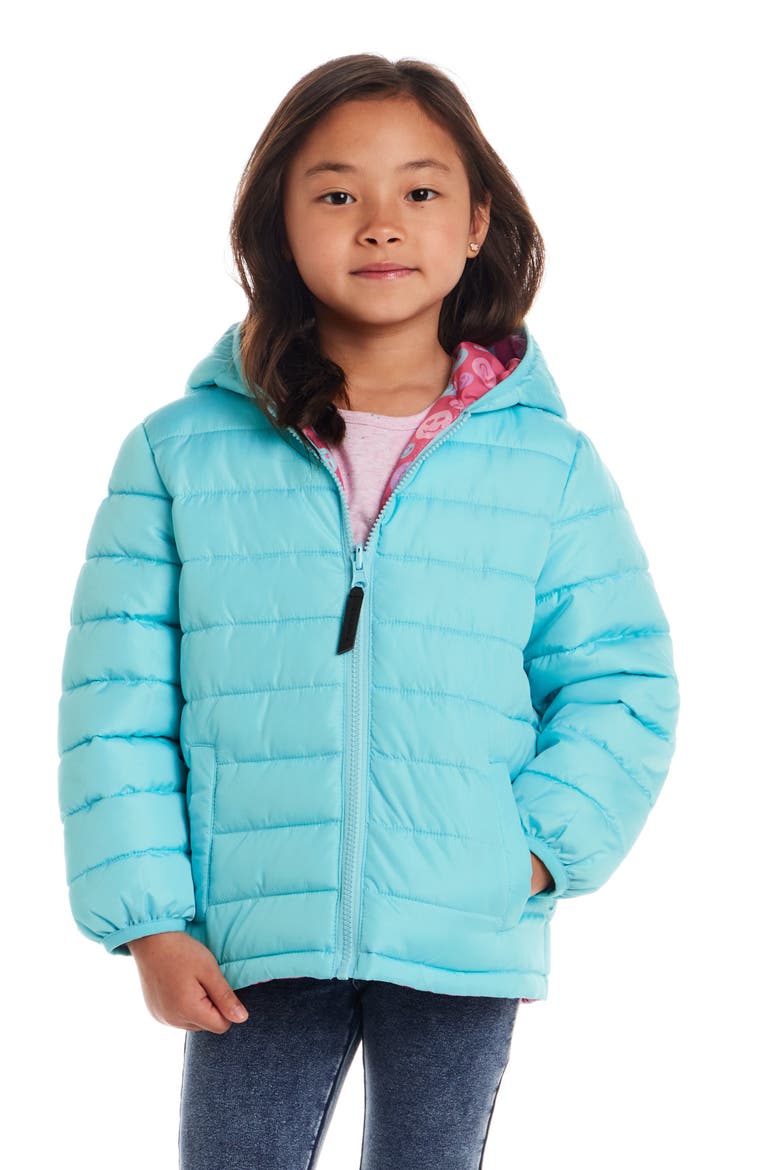 Kids' Reversible Puffer Jacket, Alternate, color, PINK SMILEY