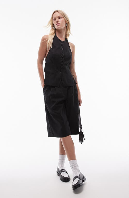 Topshop Pinstripe Vest In Black
