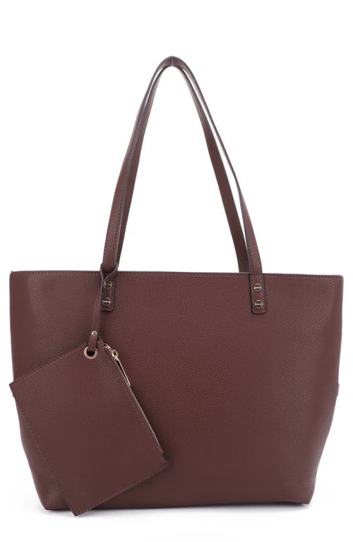 Mali + Lili Estie Recycled Vegan Leather Tote in Chocolate 