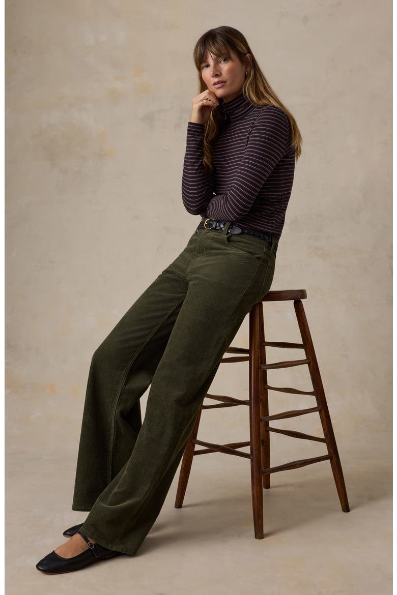 Heritage High Waist Wide Leg Corduroy Pants, Alternate, color, IVY