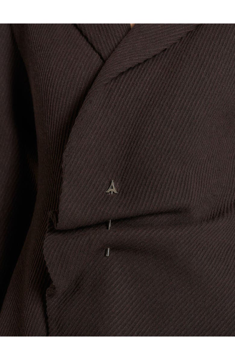 Manière De Voir Sylvie Oversized Wool Asymmetric Blazer Dress, Alternate, color, Brown