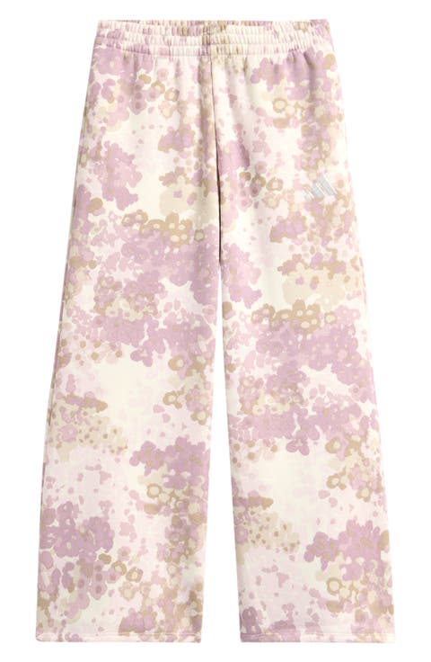 Kids' Allover Print Fleece Wide Leg Pants