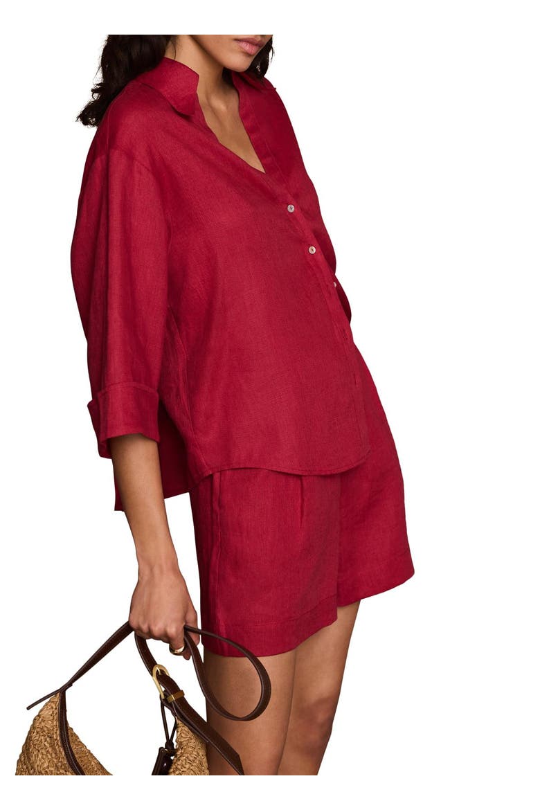 Linen Short Sleeve Resort Shirt, Alternate, color, Red