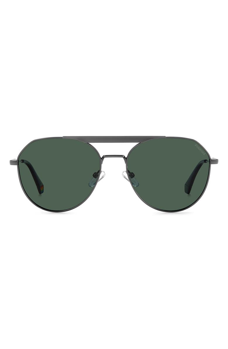 Polaroid 57mm Polarized Aviator Sunglasses, Main, color,