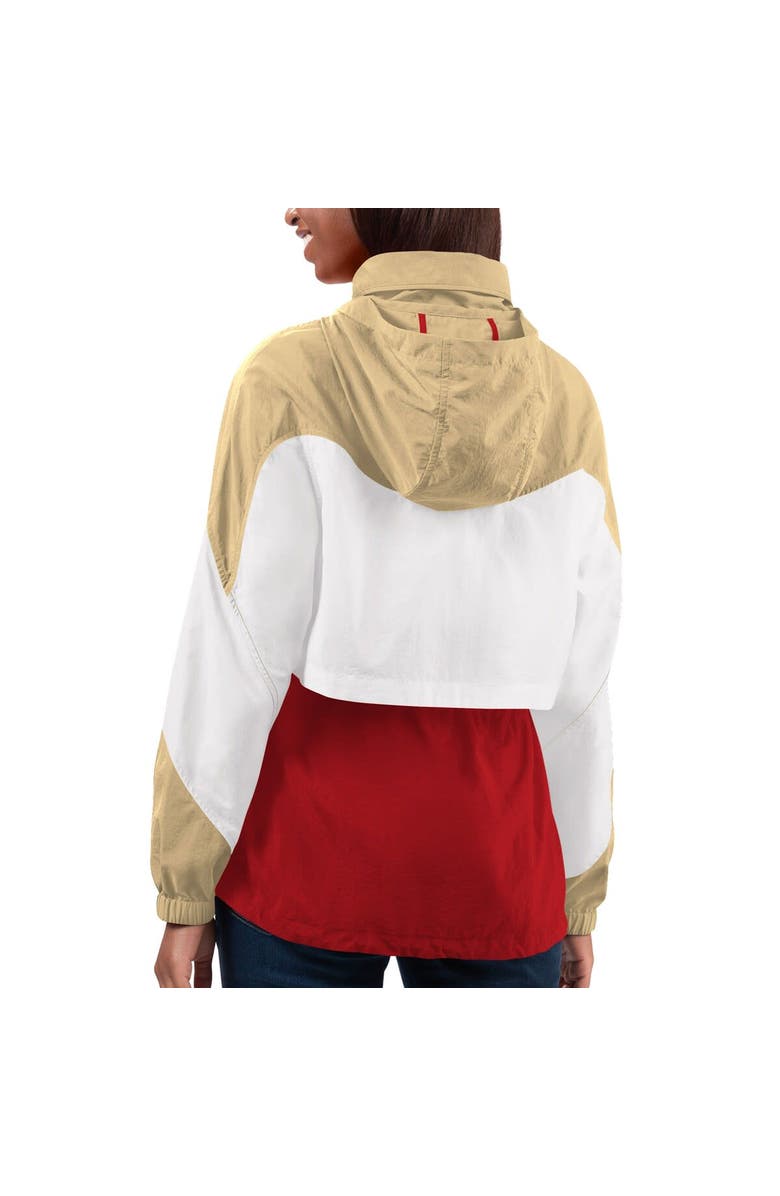 G-III 4HER BY CARL BANKS Women's G-III 4Her by Carl Banks Scarlet/Gold San Francisco 49ers Tie Breaker Lightweight Quarter-Zip Jacket, Alternate, color, 