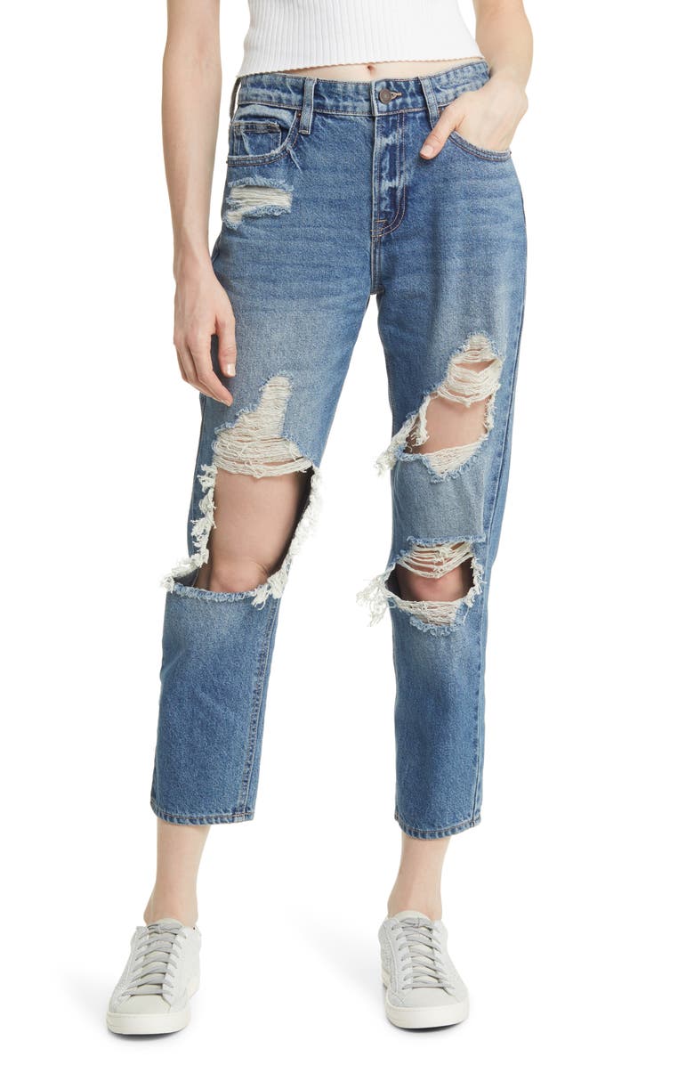HIDDEN JEANS Destructed Boyfriend Jeans, Main, color, 