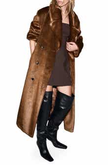 MANGO Faux Fur Belted Coat