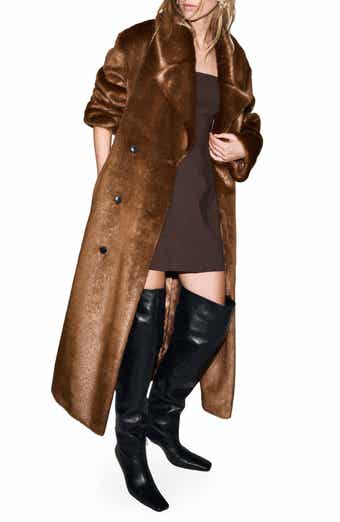 MANGO Faux Fur Belted Coat