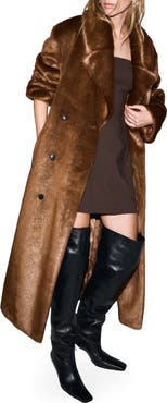MANGO Faux Fur Belted Coat